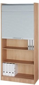 HAMMERBACHER Prokura Rollladenschrank nussbaum, silber 4 Fachböden 90,0 x 40,0 x 200,4 cm