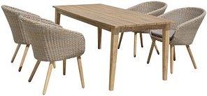 Garden Pleasure Sitzgruppe Visalia taupe, braun Kunststoff, Holz, 5-teilig