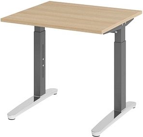 HAMMERBACHER VXB08 höhenverstellbarer Schreibtisch eiche quadratisch, C-Fuß-Gestell grau 80,0 x 80,0 cm