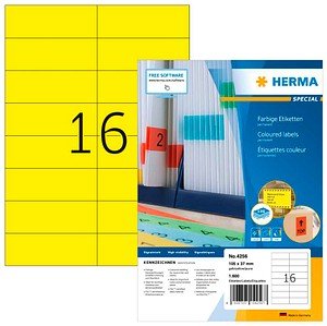 1.600 HERMA Etiketten 4256 gelb 105,0 x 37,0 mm