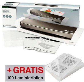 AKTION: LEITZ iLAM Home Office A3 Laminiergerät-Set bis DIN A3 + GRATIS 100 Laminierfolien, 80 micron, A4