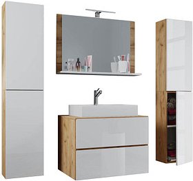 Thumbnail - VCM my bath Badmöbel-Set Lendas XL 915301 honig-eiche, weiß 127,0 x 52,0 x 150,0 cm
