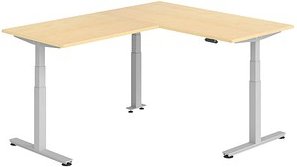 HAMMERBACHER XDSMW1612 elektrisch höhenverstellbarer Schreibtisch ahorn rechteckig, T-Fuß-Gestell silber 160,0 x 200,0 c...