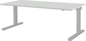 mauser varitos.c elektrisch höhenverstellbarer Schreibtisch lichtgrau, alu rechteckig, C-Fuß-Gestell alu 180,0 x 80,0 cm