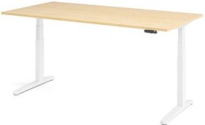 HAMMERBACHER XBHM2E elektrisch höhenverstellbarer Schreibtisch ahorn rechteckig, C-Fuß-Gestell weiß 200,0 x 100,0 cm
