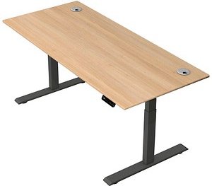 Kerkmann Move 2 Plus elektrisch höhenverstellbarer Schreibtisch eiche hell rechteckig, T-Fuß-Gestell anthrazit 180,0 x 8...