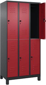 CP Spind Classic Plus rubinrot, schwarzgrau 080310-30 S10124, 6 Schließfächer 90,0 x 50,0 x 195,0 cm