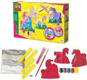 Thumbnail - SES Creative® Gipsgießen-Set Glitzer Pferde auf Wiese mehrfarbig