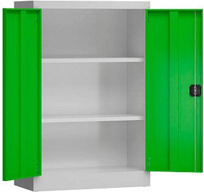 ClassiX Stahlschrank X-530295 lichtgrau, gelbgrün 2 Fachböden 80,0 x 38,0 x 120,0 cm, aufgebaut, 1 St.