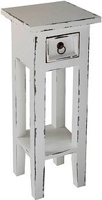 Garden Pleasure PADEA Beistelltisch quadratisch Massivholz weiß 25,0 x 25,0 x 67,0 cm, 1 St.