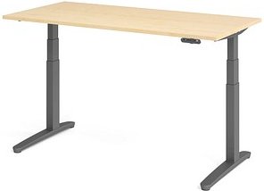HAMMERBACHER XBHM16 elektrisch höhenverstellbarer Schreibtisch ahorn rechteckig, C-Fuß-Gestell grau 160,0 x 80,0 cm