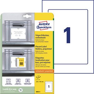 5 AVERY Zweckform Träger-Etiketten 8003-5 weiß 160,0 x 220,0 mm