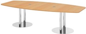 HAMMERBACHER Konferenztisch KT28S buche Tonnenform, Rundrohr chrom, 280,0 x 85,0 - 130,0 x 74,0 cm