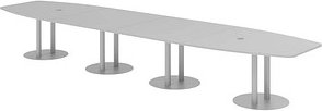 HAMMERBACHER Konferenztisch KT52S lichtgrau Tonnenform, Rundrohr silber, 520,0 x 85,0 - 130,0 x 74,0 cm