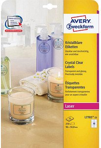 250 AVERY Zweckform Folienetiketten transparent 96,0 x 50,8 mm