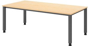 HAMMERBACHER QS2E höhenverstellbarer Schreibtisch ahorn rechteckig, 4-Fuß-Gestell grau 200,0 x 100,0 cm