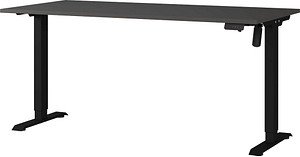 GERMANIA Adrano höhenverstellbarer Schreibtisch grafit rechteckig, T-Fuß-Gestell schwarz 160,0 x 80,0 cm