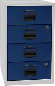 BISLEY Home Standcontainer lichtgrau, oxfordblau 4 Auszüge Kunststoff-Muldengriff schwarz 41,3 x 40,0 x 67,2 cm