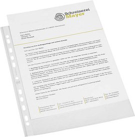 100 OXFORD Prospekthüllen DIN A4 transparent genarbt 0,09 mm