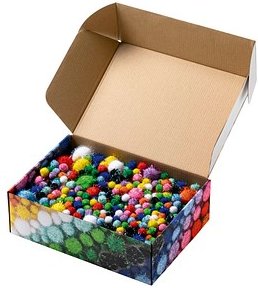 folia Pompons farbsortiert Jumbo Glitter Ø 1,5 - 4,0 cm 730 St.