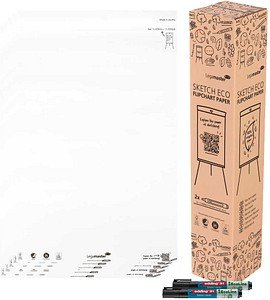 AKTION: Legamaster Flipchart-Papier SKETCH ECO blanko 65,0 x 98,0 cm, 20 Blatt, 5 Blöcke + GRATIS 2x edding 31 EcoLine F...