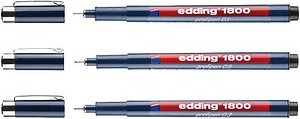 edding 1800 profipen Fineliner schwarz 0,1 + 0,3 + 0,5 mm, 3 St.