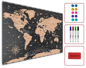 ALLboards Magnettafel 60,0 x 40,0 cm Weltkarte