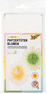 folia Papiertüten für Dekoblumen Daisy Love weiß/grün