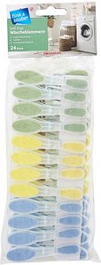 flink & sauber Wäscheklammern Soft Grip bunt, 24 St.