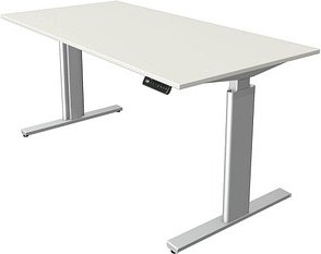 Thumbnail - Kerkmann Move 3 tube elektrisch höhenverstellbarer Schreibtisch weiß rechteckig, T-Fuß-Gestell silber 160,0 x 80,0 cm