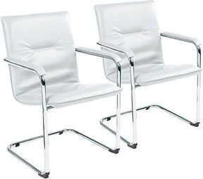 Nowy Styl Besucherstühle Rumba RUMBA CHROM V01 weiß Kunstleder, 2 St.