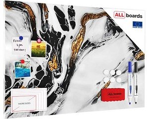 ALLboards Magnettafel 90,0 x 60,0 cm Marmor gold/weiß
