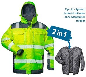 elysee® unisex Warnjacke Winter RUFUS gelb, grau Größe M