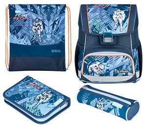 Thumbnail - herlitz Schulranzen-Set Loop Plus TechMech Kunstfaser grün