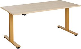 Thumbnail - HAMMERBACHER XMST16 elektrisch höhenverstellbarer Schreibtisch eiche rechteckig, T-Fuß-Gestell gold 160,0 x 80,0 cm
