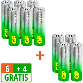 Thumbnail - 6 + 4 GRATIS: GP Batterien SUPER Alkali-Mangan Micro AAA 1,5 V, 6 St. + GRATIS 4 St.