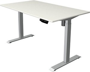 Thumbnail - Kerkmann Move 1 elektrisch höhenverstellbarer Schreibtisch weiß rechteckig, T-Fuß-Gestell silber 140,0 x 80,0 cm