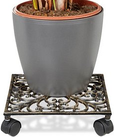 relaxdays Pflanzenroller Metall bronze quadratisch 27,5 x 7,5 cm, 1 St.