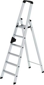 MUNK Stehleiter einseitig 40106 silber 6 Stufen, H: 181,0 cm