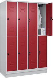 CP Spind Classic PLUS lichtgrau, rubinrot 080320-40 S10001, 8 Schließfächer 120,0 x 50,0 x 195,0 cm