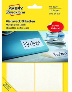 112 AVERY Zweckform Etiketten 3330 weiß 80,0 x 54,0 mm