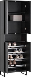 Thumbnail - MÖBELPARTNER Schuhschrank Janne, 701784 schwarz 2 Fachböden 60,2 x 33,1 x 185,5 cm
