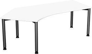 geramöbel Flex höhenverstellbarer Schreibtisch weiß, anthrazit L-Form, 5-Fuß-Gestell grau 216,6 x 113,0 cm