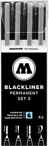 MOLOTOW BLACKLINER SET 3 Fineliner-Set schwarz, 4 St.
