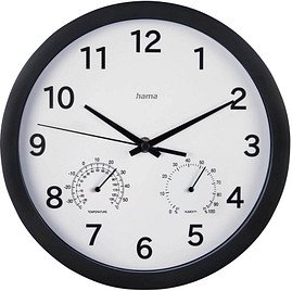 Thumbnail - hama Wanduhr Malta weiß schwarz Kunststoff, Ø 25,0 cm