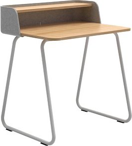 sedus secretair home Schreibtisch eiche, hellgrau rechteckig, Kufen-Gestell weiß 82,4 x 61,2 cm