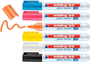 edding 95 Glasboardmarker farbsortiert 1,0 - 5,0 mm, 6 St.