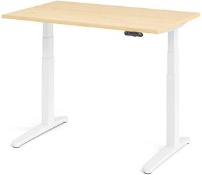 HAMMERBACHER XBHM12 elektrisch höhenverstellbarer Schreibtisch ahorn rechteckig, C-Fuß-Gestell weiß 120,0 x 80,0 cm