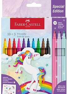 AKTION: FABER-CASTELL Einhorn Filzstifte farbsortiert, 13 St. + GRATIS Einhornsticker