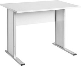 MÖBELPARTNER Schreibtisch lichtgrau rechteckig, Kufen-Gestell silber 90,0 x 65,0 cm